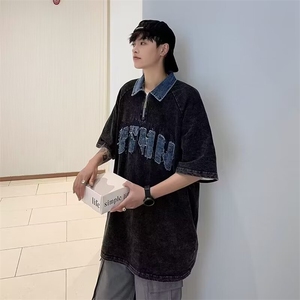 2025夏新款文艺ins简约纯棉水洗贴布刺绣polo衫 PL303  P45图片