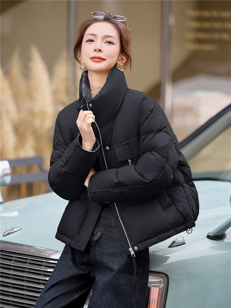 时尚立领加厚保暖白鸭绒羽绒服2025冬季新款,女装羽绒服,余墨