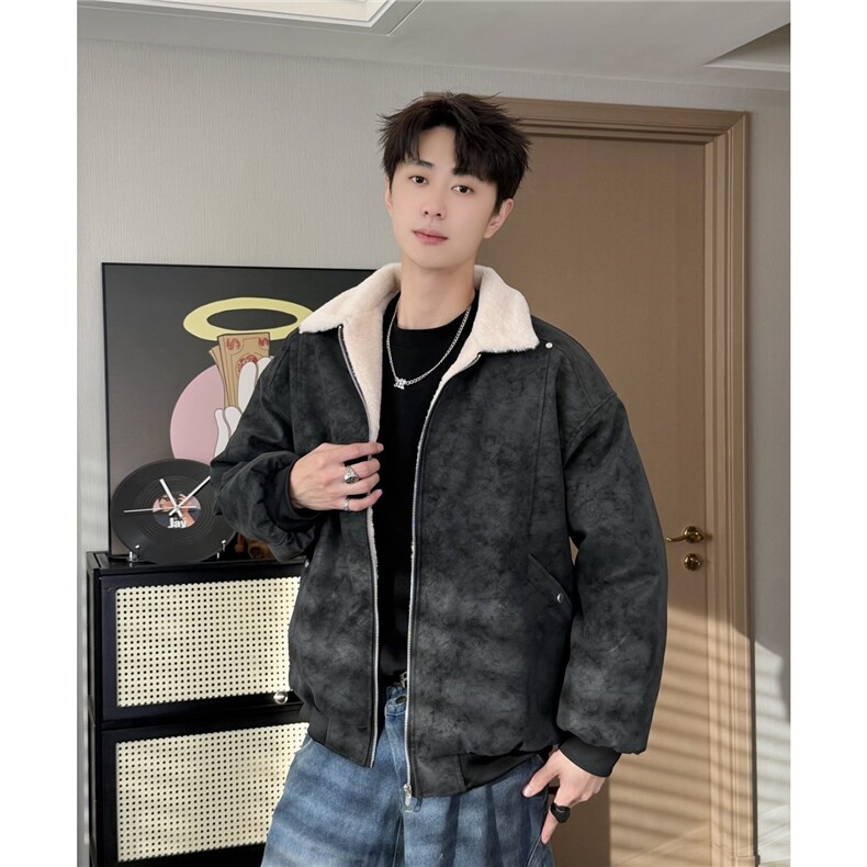 PY5552-P85特冬季PU皮棉服兔毛加绒加厚保暖棉衣,男装棉衣,电商D232