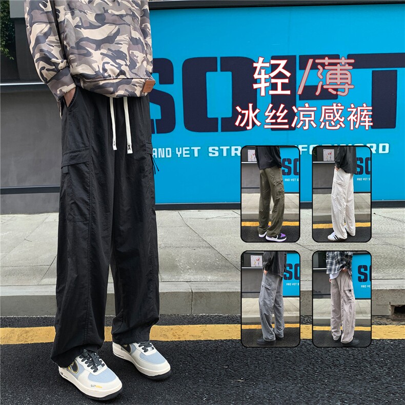 美式宽松直筒秋季速干休闲裤 K072模特外景 锦纶(S-3XL)TP22图片
