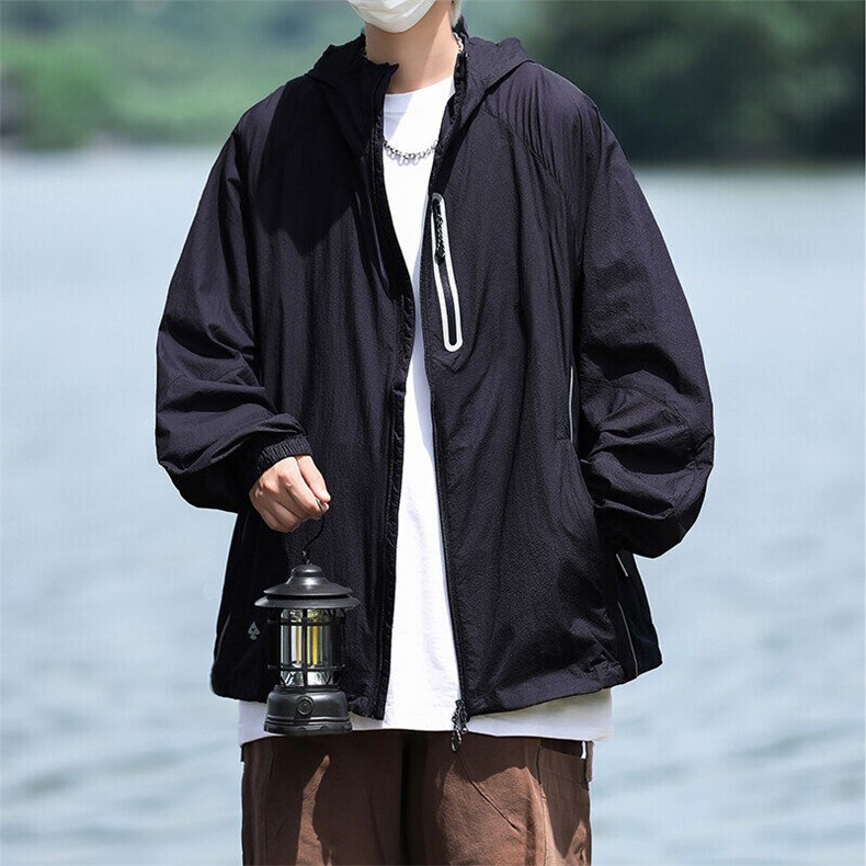 FS421HH-P50紫色防晒衣男夏季连帽冲锋衣外套山系户外钓鱼登山服,男装夹克,星座1007（原301D）