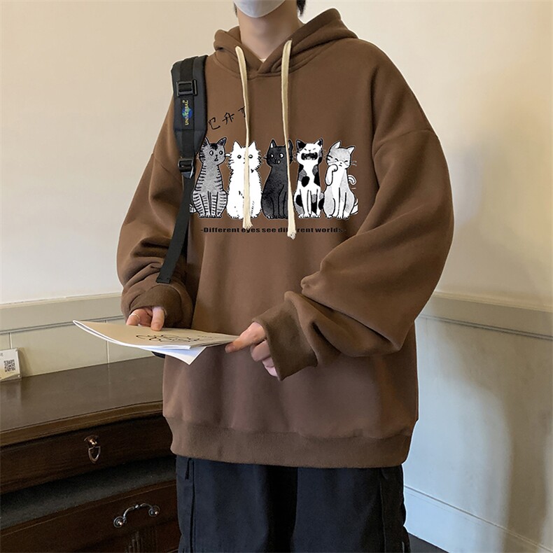纯棉连帽卫衣男大码运动帽衫宽松薄WY2100-P35加绒款-P40,男装卫衣,电商A040