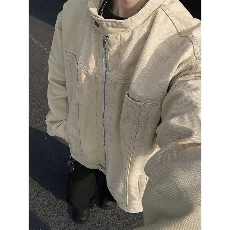 春季复古重磅水洗帆布哈灵顿外套男立领设计感休闲夹克3558,男装夹克,星座1116A-1（原606A）