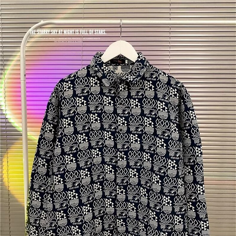 复古港风衬衫男春秋潮流vintage宽松秋冬巴洛克衬衣外套CS904P46,男装衬衫,星座1116-2