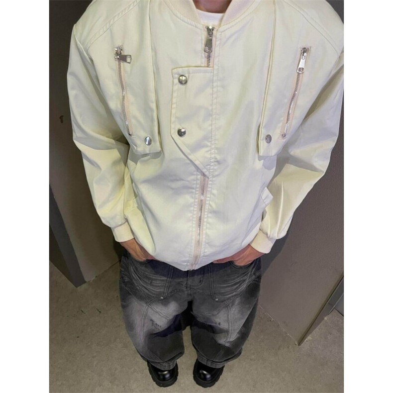 美式高街春秋拉链工装棒球服外套男宽松夹克上衣JK012,男装夹克,星座208-5