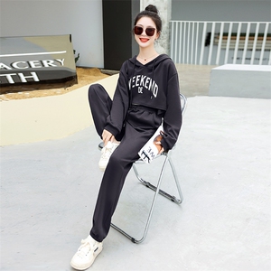 现货套装女2023年春季新款女装时尚气质休闲百搭通列阔腿裤三件套图片
