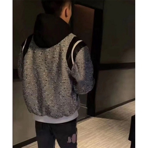 网红小香风外套男女刺绣波点编织棒球服情侣款慵懒风上衣图片