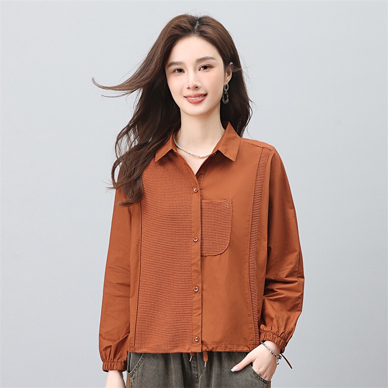 时尚百搭女士长袖衬衫优雅气质修身显瘦上衣高品质面料舒适透气,女装衬衫,叶笙衣