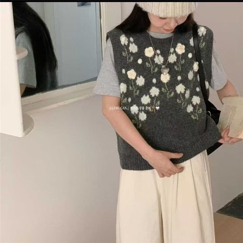2025年秋季时尚百搭休闲百花绒花朵马甲,女装马甲,唐诺