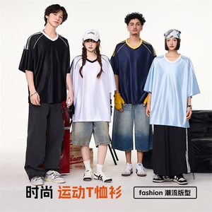 印花短袖T恤男士夏季速干运动2025新款美式高街宽松潮牌半袖图片
