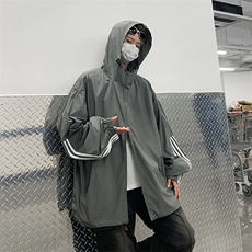 连帽时尚防晒服男夏季新款条纹设计感高街百搭青少年休闲长袖外套，男装防晒衣，星座410-7