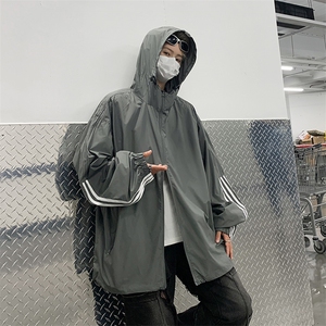 连帽时尚防晒服男夏季新款条纹设计感高街百搭青少年休闲长袖外套图片