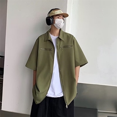 男ins五分袖慵懒标准潮牌潮衬衫青春流行HC02P40，男装衬衫，星座1116-2