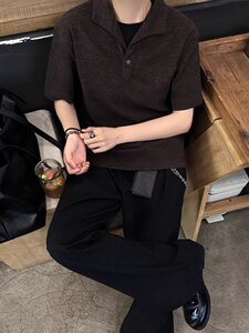 翻领短袖polo衫男潮牌夏季t恤韩版修身潮流2025新款百搭体恤上衣图片