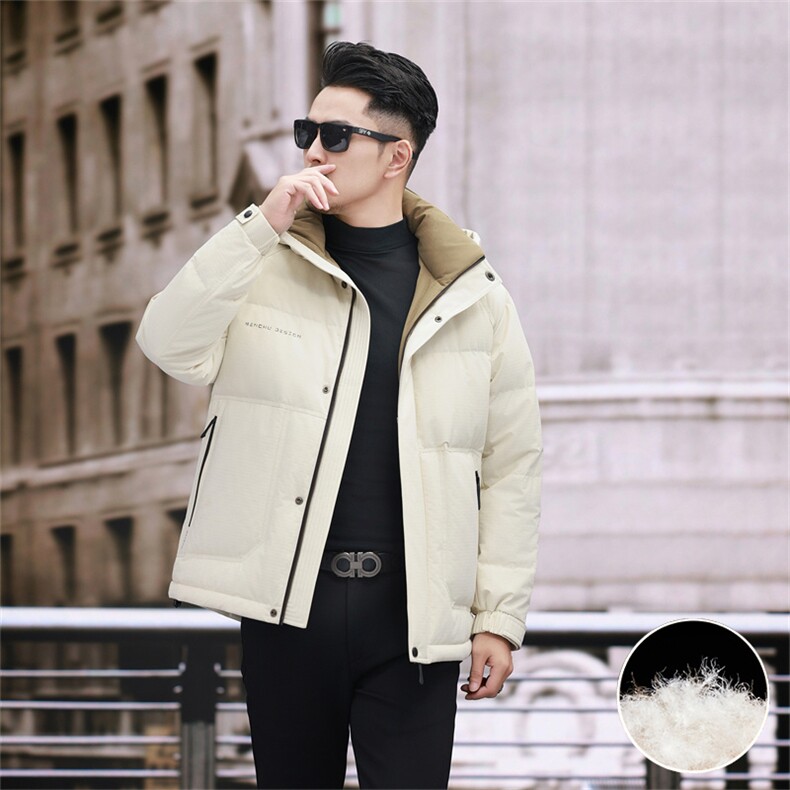 新款新标90绒中年羽绒服外套男士秋冬季连帽时尚休闲羽绒服大衣,男装羽绒服,钱塘723