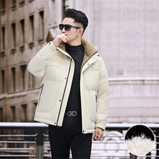 新款新标90绒中年羽绒服外套男士秋冬季连帽时尚休闲羽绒服大衣，男装羽绒服，钱塘723