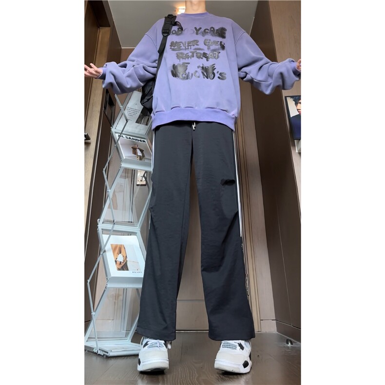 抖音品质秋季新款美式潮流褶皱宽松休闲裤B315-K24261-特p35控68,男装休闲裤,电商B315