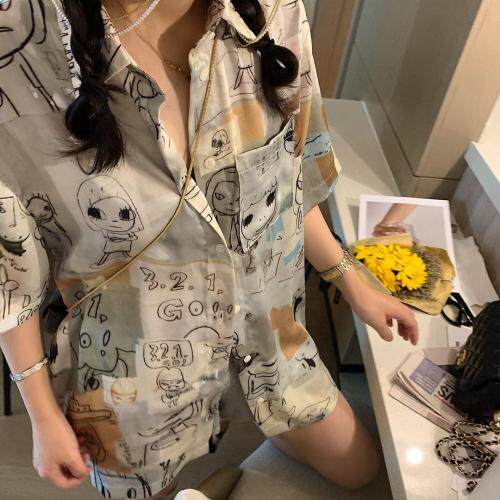 印花衬衫，女装衬衫，XTZ style