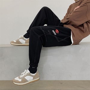 2021春秋装网红潮流贴标休闲大码运动裤男DK686P45限价68,西装雅痞穿搭夏季图片