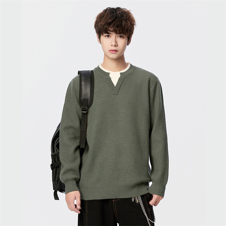 毛衣男秋冬男士休闲圆领假两件时尚针织衫毛衣打底衫-M368-P50,男装T恤,星座310B-3