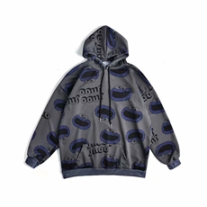 WY102情侣休闲鱼鳞印花连帽加绒保暖防寒卫衣外套套头冬班服个性，男装卫衣，星座115A(原星座507）