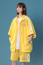 中性夏季潮流ins宽松运动风开衫T恤情侣套装TZ657P85控108，男装休闲套装，A247A