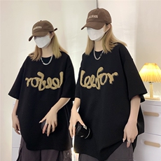 现货美式街头卡通发泡印花短袖T恤男女潮牌宽松情侣-C307-T130-38，男装T恤，电商C307
