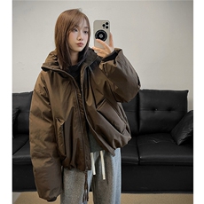 冬装美式立领雪粒棉面包服短款情侣宽松棉服外套男H1169特P100，男装棉衣，电商A341