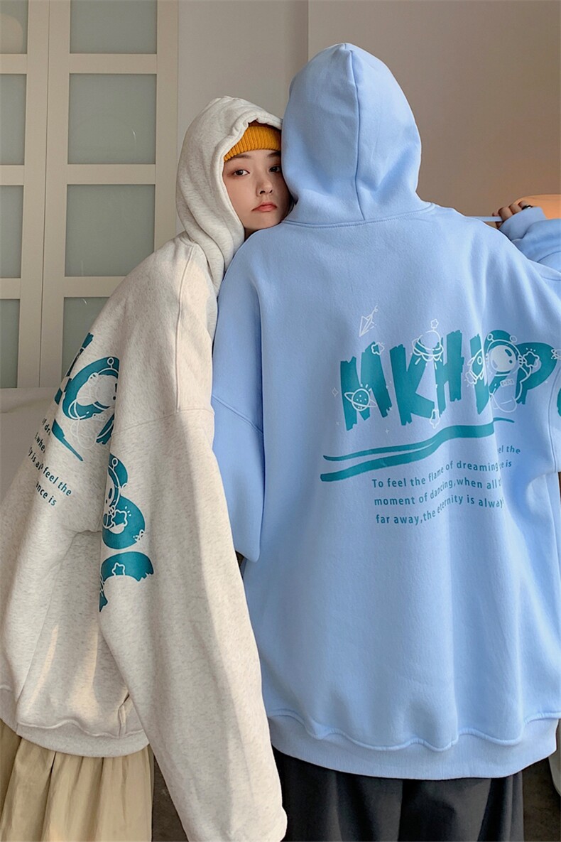 情侣装秋装太空人印花宽松大码情侣卫衣女外套G957P58男类,女装短外套,电商A339