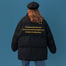 中性风秋冬现货港风立领笑脸字母棉衣外套MY2059P115控138,男装棉衣,电商A268