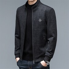 爸爸外套男春秋立领中老年秋男装宽松上衣中年男士休闲秋季夹克，男装夹克，电商B212（原钱塘6029）