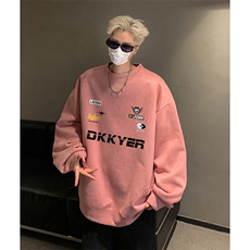 抖音得物供货提供视频秋冬重磅美式麂皮绒圆领卫衣JY388，男装卫衣，电商A486