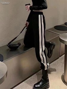 侧面双杠加绒卫裤图片