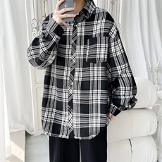 时尚潮流复古格子大码翻领长袖衬衫内搭外套C2167-P32【特价】，男装衬衫，电商A007