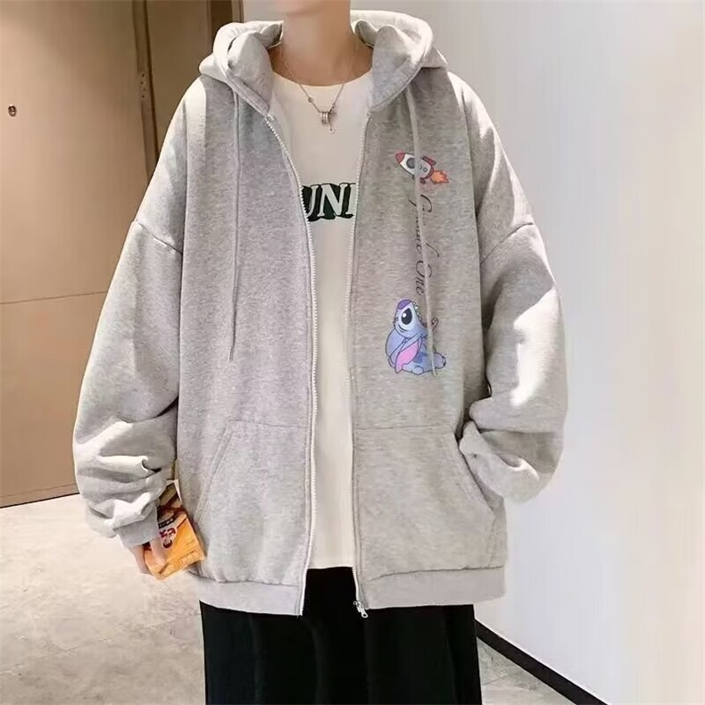 新款无品牌百搭简约流行时尚气质开衫连帽卫衣慵懒潮流原宿日系,男装卫衣,星座506A