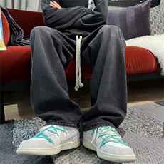美式裤子vibe高街潮牌大抽绳松紧腰牛仔裤男宽松直筒裤N3550-p46，男装牛仔裤，星座1008-1