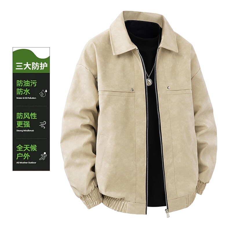 25秋冬二开直播品质休闲皮夹克飞行服皮衣男防外套PY2472-P53图片