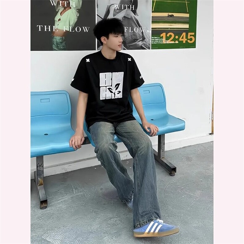 B0599-P35贴布刺绣高品质短袖T恤运动宽松情侣百搭半袖,男装T恤,星座617A-1（原B318A）