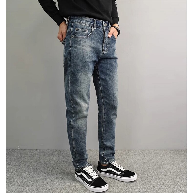1506-1/KG6241/P50牛仔裤男修身小脚新款时尚潮流百搭水洗蓝色,男装牛仔裤,星座1506-1