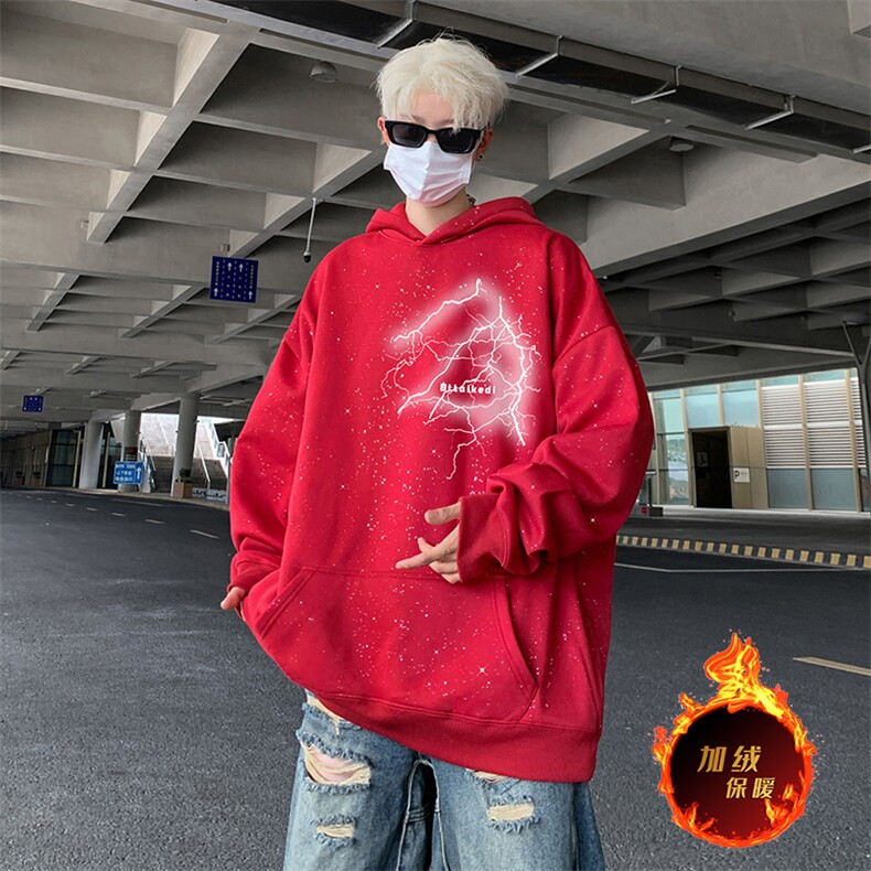 抖音得物高品质重磅全棉二开支持退换360克满天星连帽卫衣1028,男装卫衣,电商A486