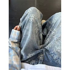 复古蓝提花水洗做旧牛仔裤男款秋冬新款美式高街直筒裤NK171，男装牛仔裤，星座1116A（原606A-3）