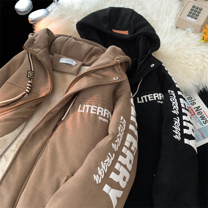 麂皮绒连帽棉衣男女棉服新款棉袄加绒外套冬装3355-P90控128,男装棉衣,星座207