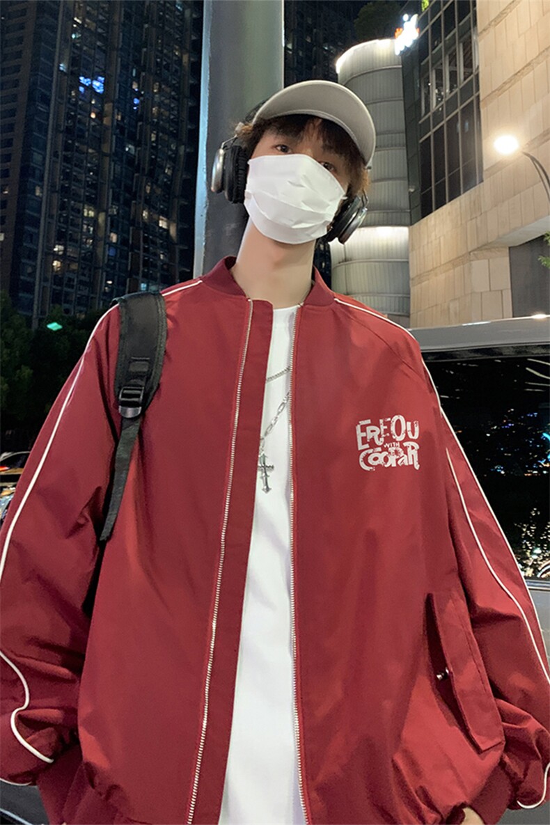 特批夜景街头风棒球服外套宽松字母印花夹克A247-TPF6053特批65,男装夹克,电商A247