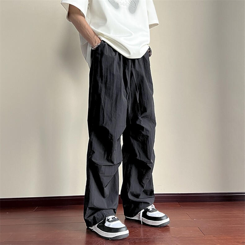 抖音品质-宽松休闲港风速干运动裤垂感褶皱212-2-PJ07-P45,男装休闲裤,星座808A-1