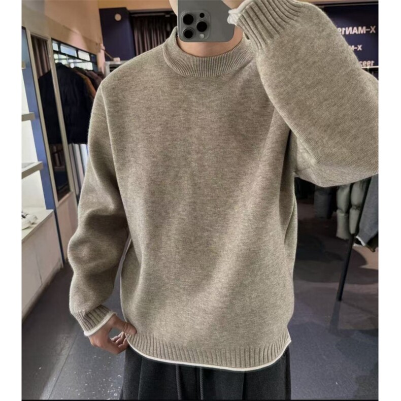 网图慎用B216MY5166特P65加厚不加绒卷边毛衣高克重700g，男装针织衫/毛衣，电商B216（原B302）