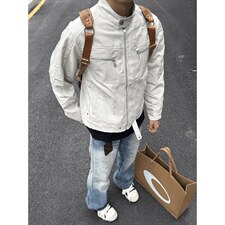 26春装高品质老钱风立领夹克外套男女美式潮牌拉链工装风宽松上衣，男装夹克，电商A486