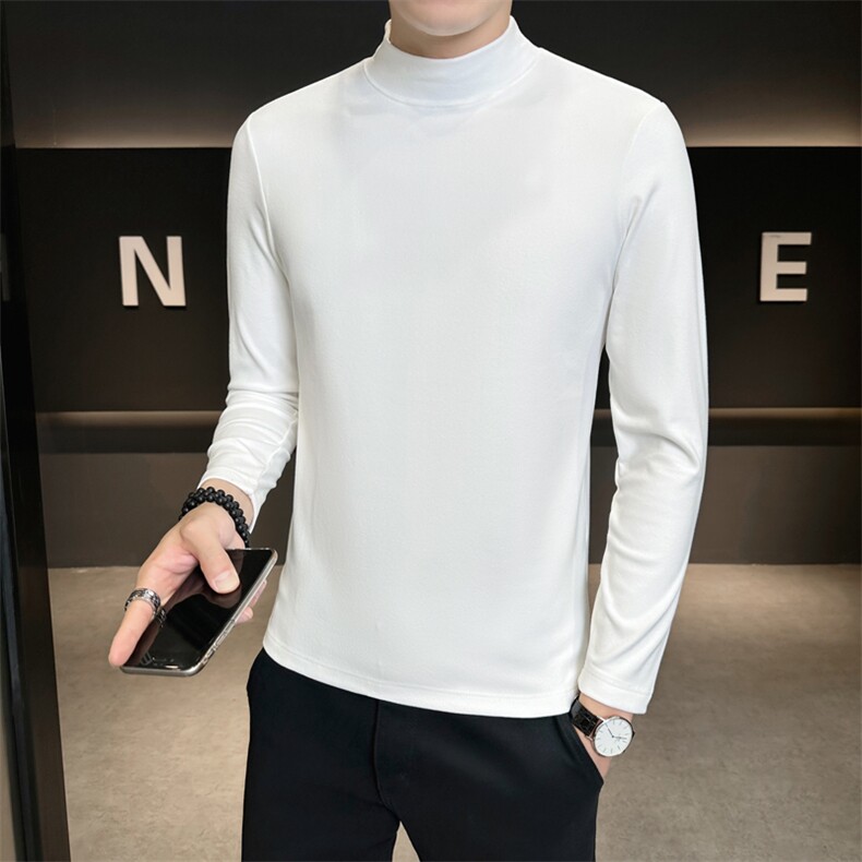打底衫男士半高领长袖修身纯色百搭内搭衫A329-D6001-P25,男装T恤,电商A329