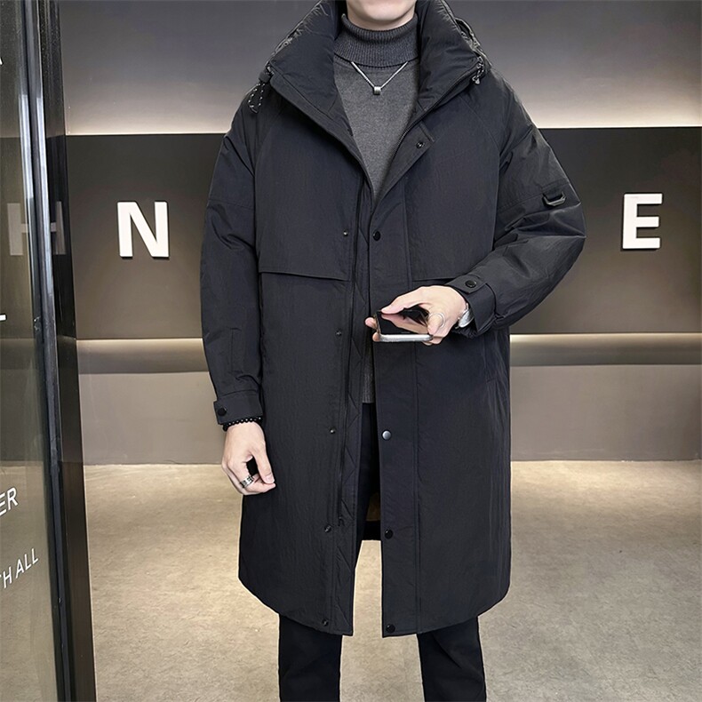 标90羽绒服男中长款连帽2025新款冬季外套B240-YR8019-1-P365,男装羽绒服,电商B240