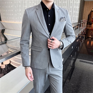韩东大门西装男套装韩版新郎结婚英伦职业装修身休闲小西服纯色图片