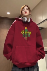 圣诞树印花加绒卫衣DT5351-TP55控价78中性风冬重磅印花连帽衫女，男装卫衣，电商A102-1